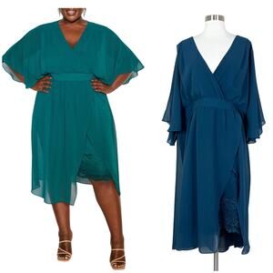 NEW City Chic | Emerald Green Love Affair Chiffon Lace Plus Size Cocktail Dress